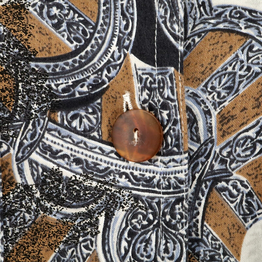 Laurel Escada Top Womens 6 Gray Brown Paisley Cotton Blouse Pockets Vintage - Picture 11 of 16